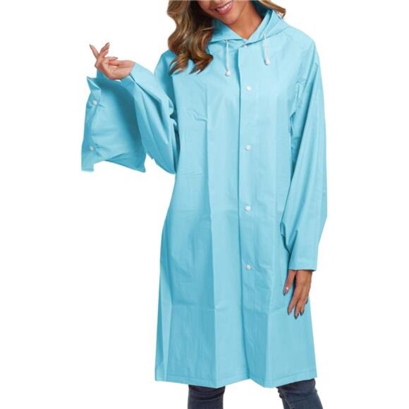 Waterproof Rain Poncho – Reusable Long Clear Raincoat for Women - Picture 2 of 7